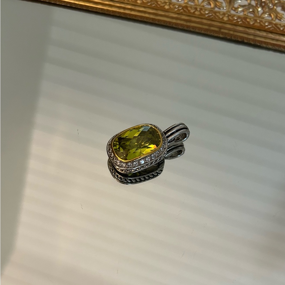 Vintage Silver Citrine CZ Pendant